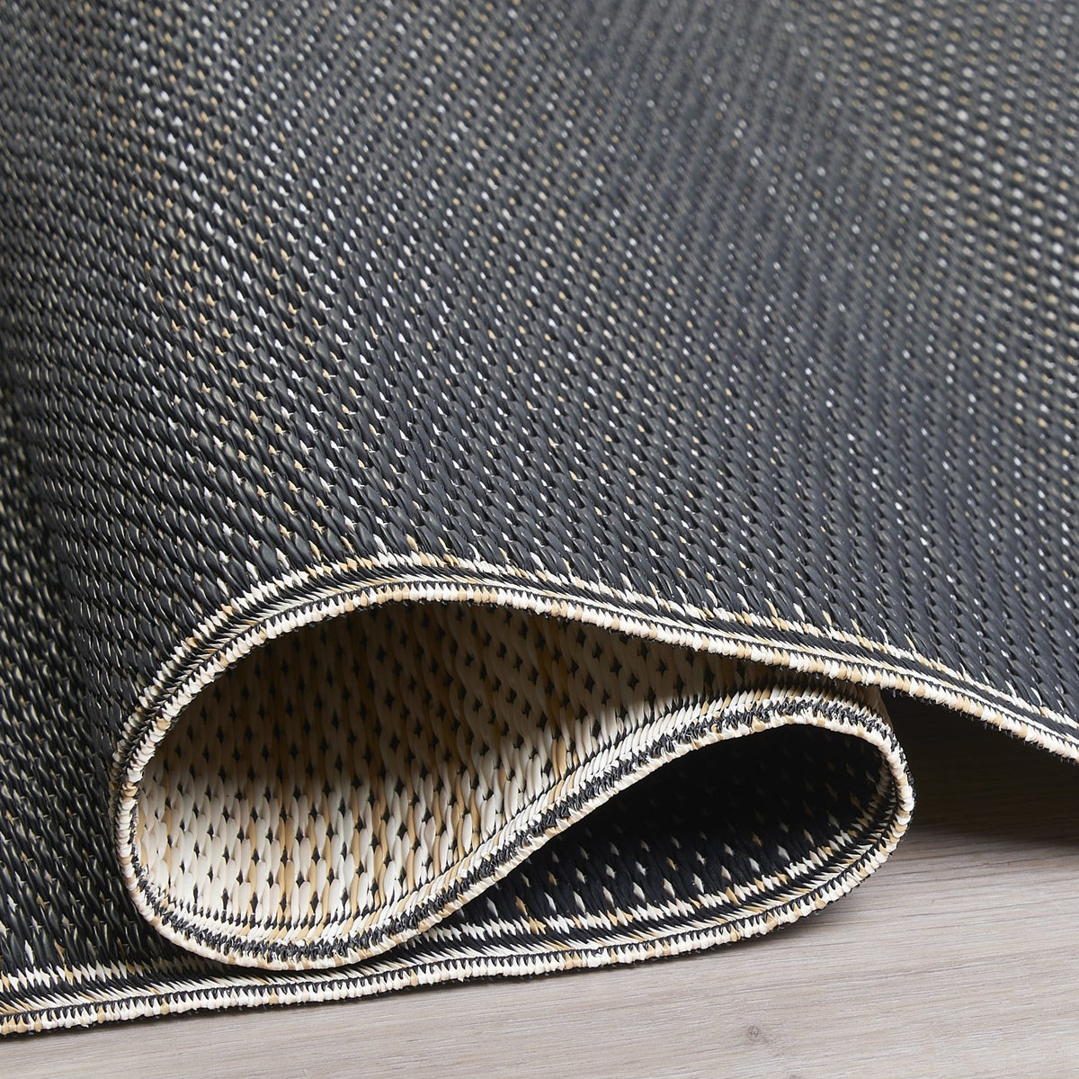 Sand & Black Outdoor Rug, close-up of pile texture