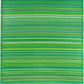 Full view of green striped outdoor rug