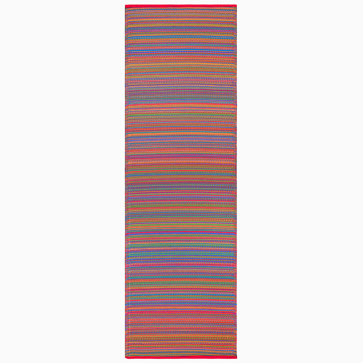 Turquoise Outdoor Rug, size view of rug laid flat 2.5x8 in Multicolor