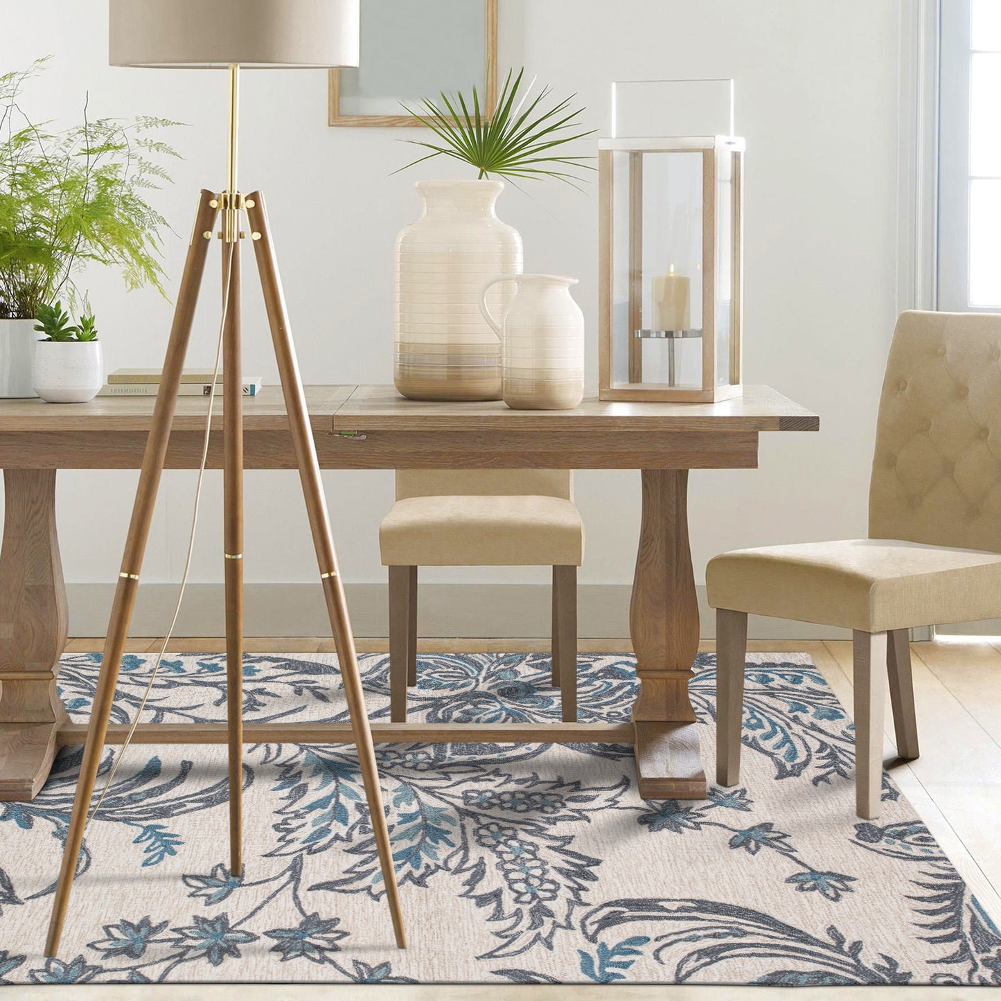 Caracas - Blue - Hand Hooked Floral Area Rug