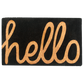 Cursive Hello Black Doormat, flat product shot, alternate angle