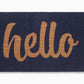 Cursive Hello Doormat (18" x 60" Non-Slip) Natural Rubber, Durable - Dark Blue