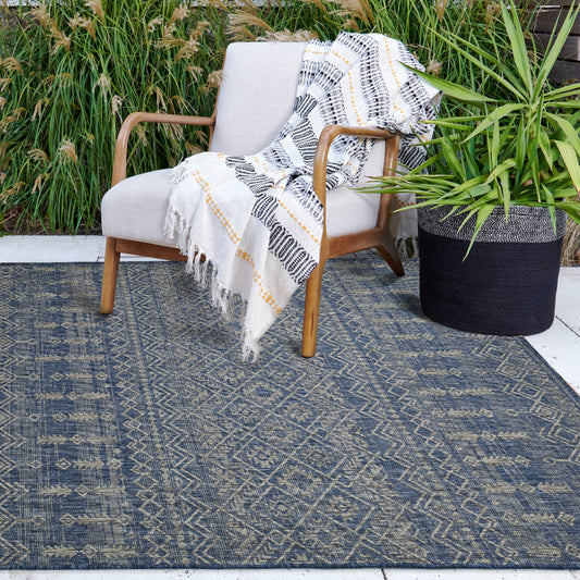 Blue Outdoor Rug, lifestyle patio scene