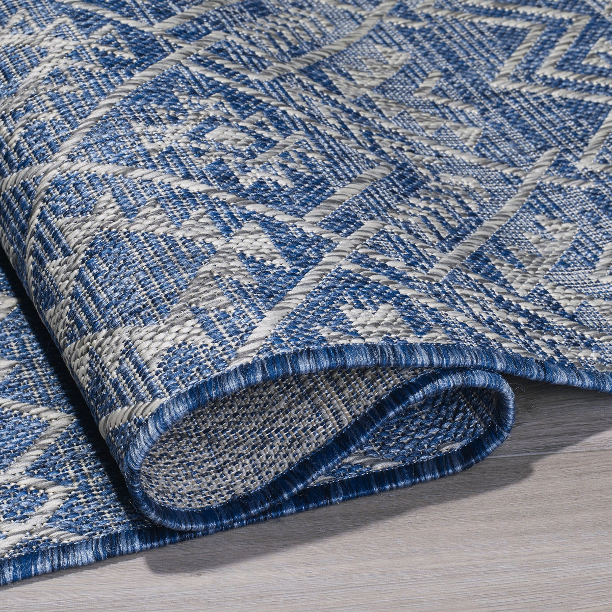 Blue Outdoor Rug, close-up of weave texture