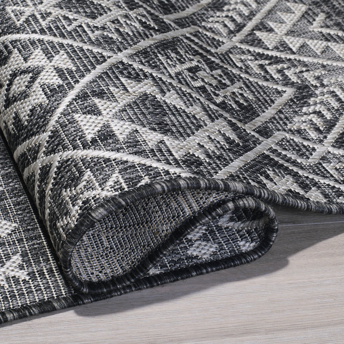 Charcoal Outdoor Rug, close-up of weave texture