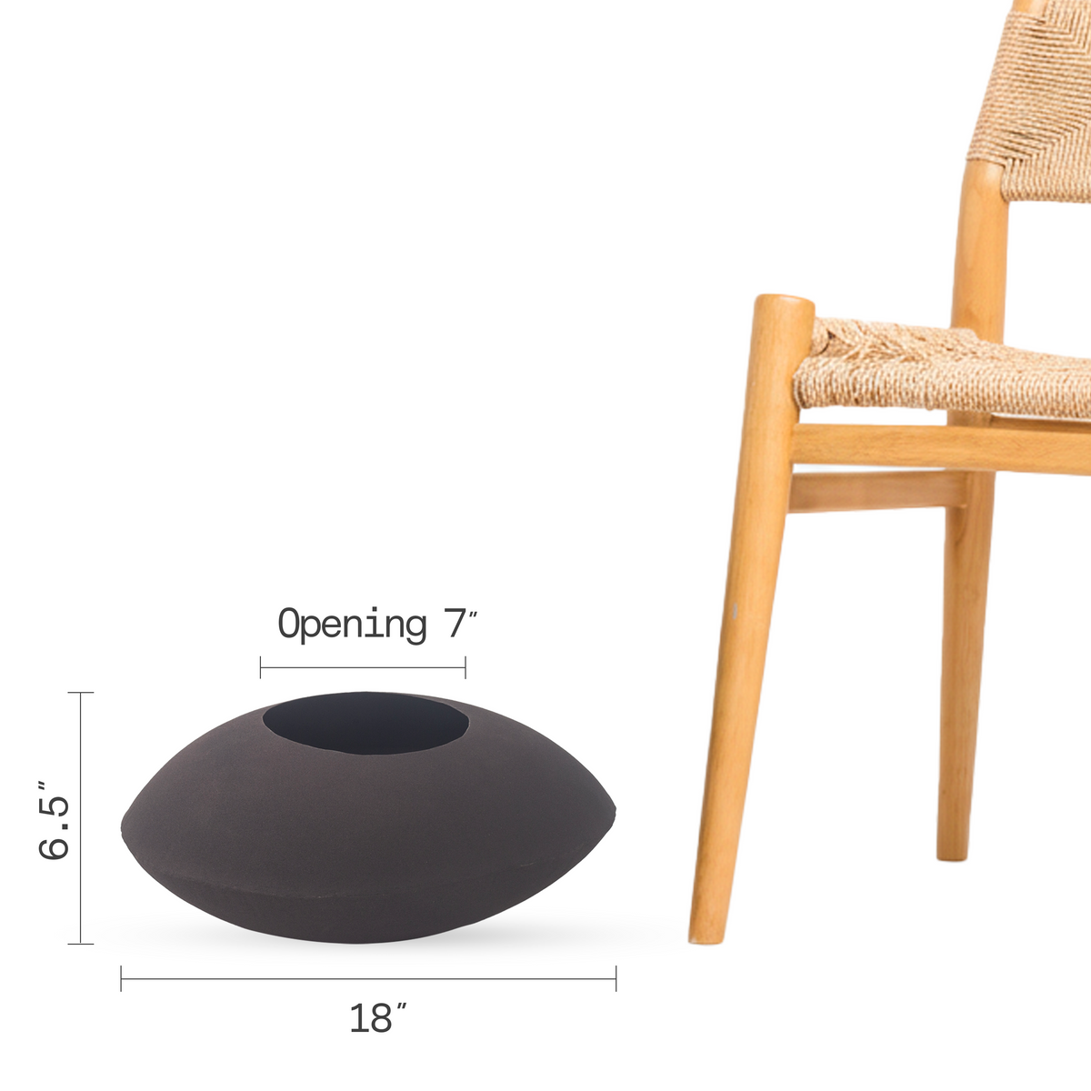 Mocha Charcoal Planter, dimension size view in Mocha Charcoal