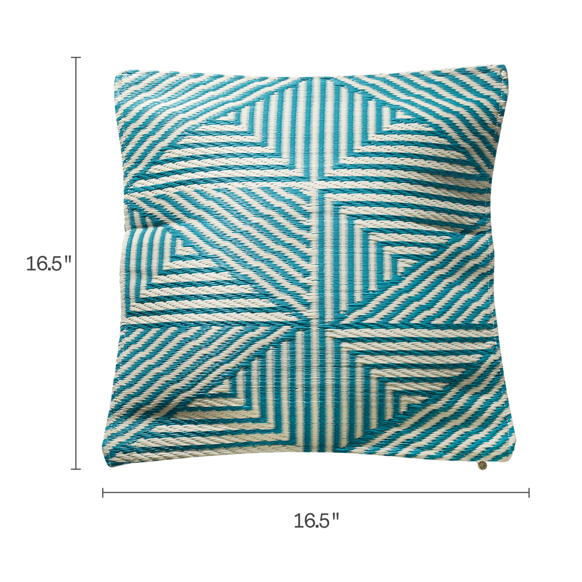 Teal Outdoor Pillow, dimension size view, alternate angle