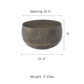 Size guide for medium antique brass planter: 14.5 in opening, 9 in high, 15.3 in wide, 3.31 lbs