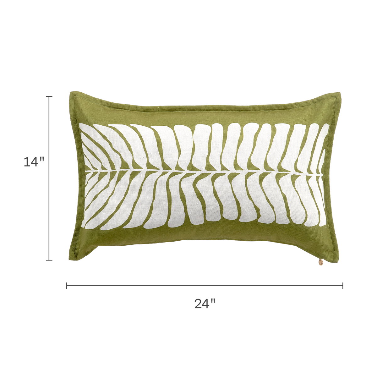 Green Outdoor Pillow, dimension size view, alternate angle