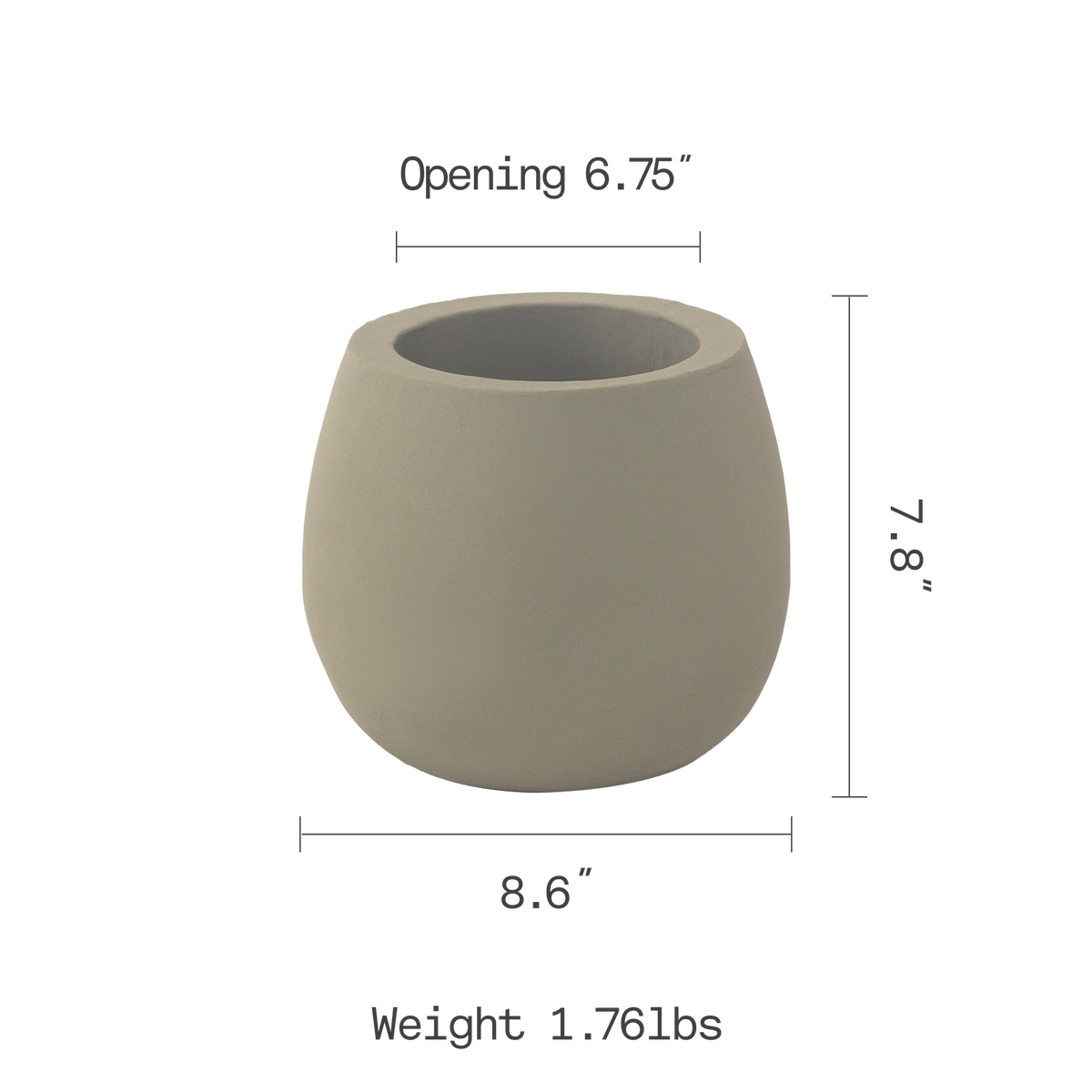 Verde Planter, dimension size view