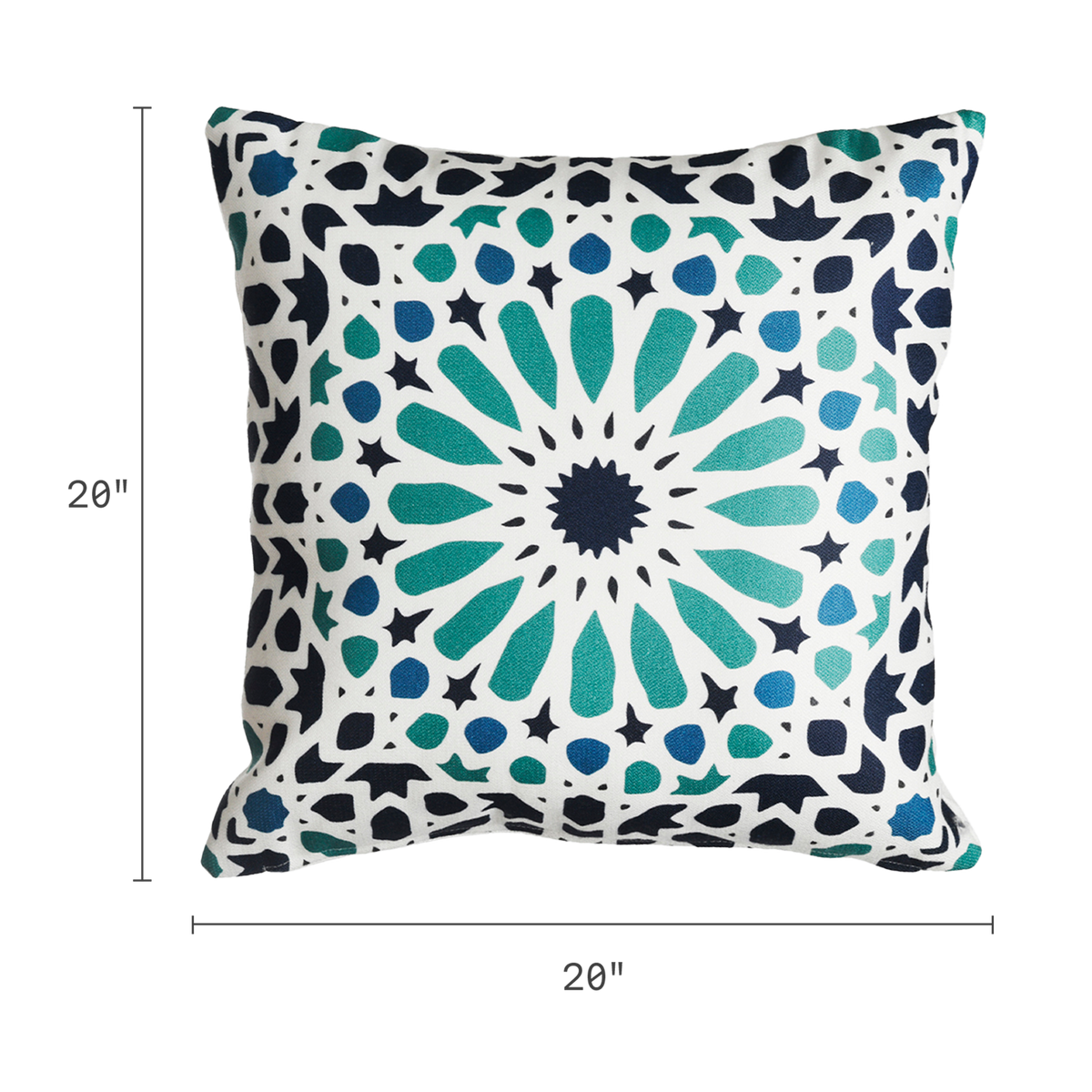 Multi Blue Outdoor Pillow, dimension size view