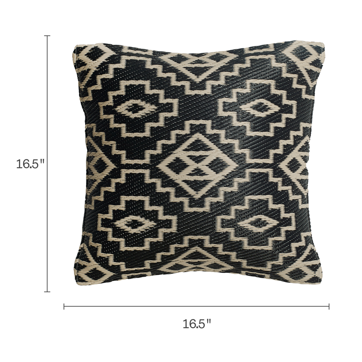 Black Outdoor Pillow, dimension size view, alternate angle