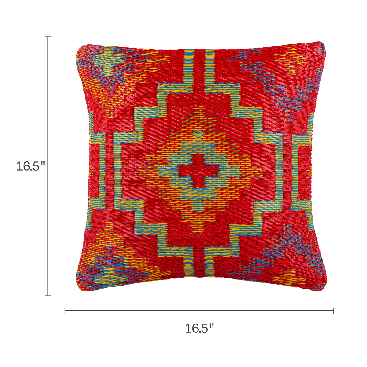 Orange & Violet Outdoor Pillow, dimension size view, alternate angle