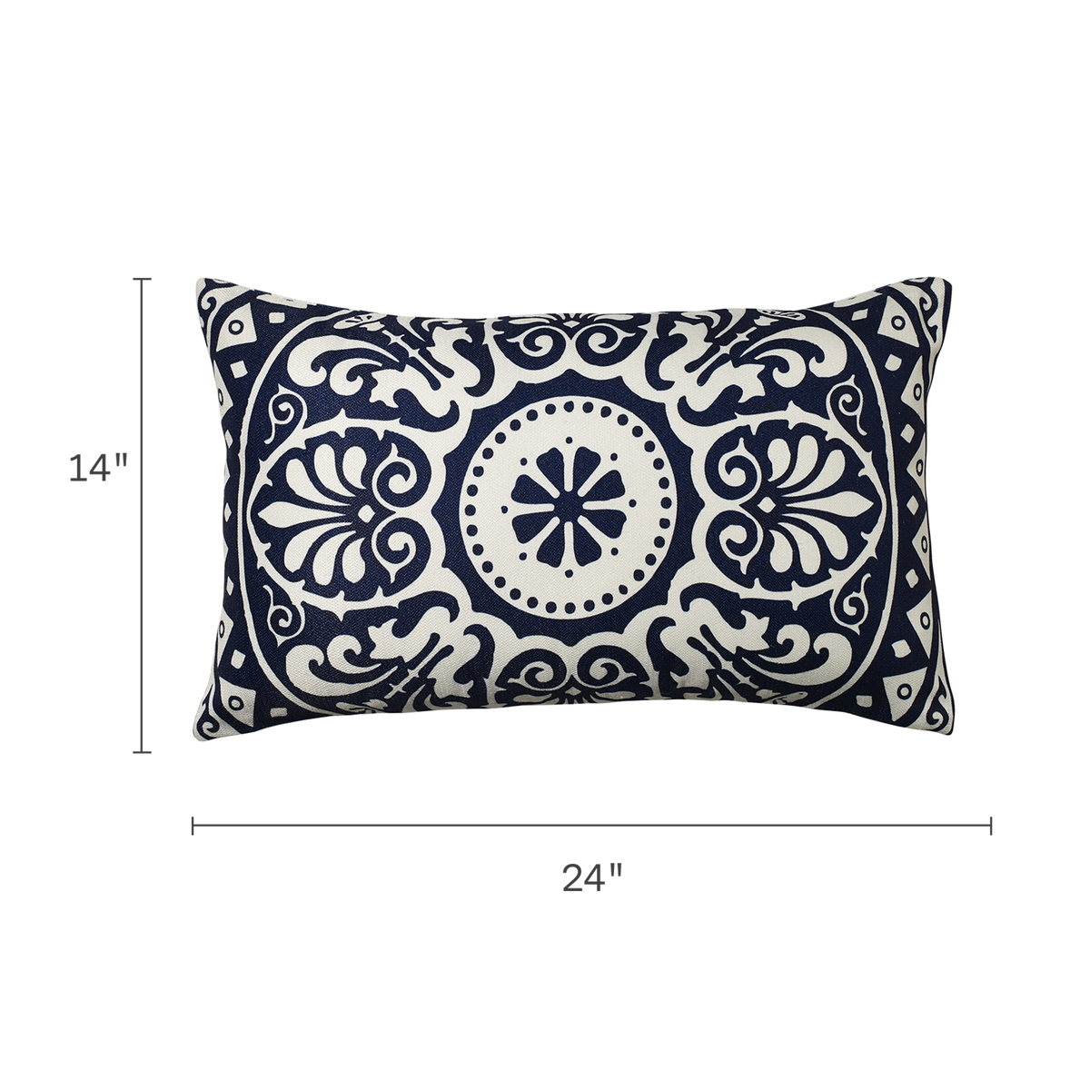 Natural & Black Outdoor Pillow, dimension size view, alternate angle