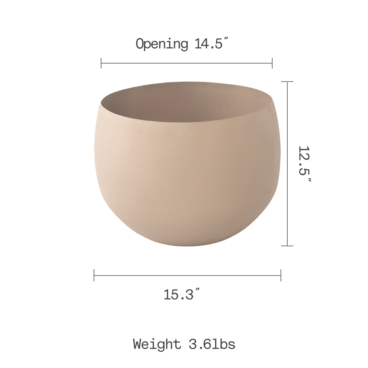 Stone Planter, dimension size view, second view