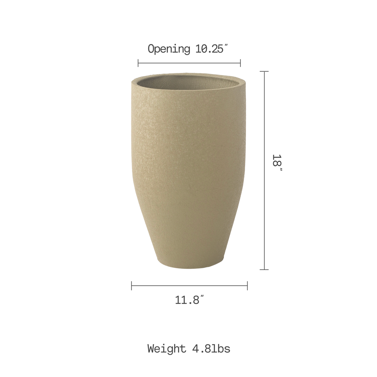 Green Planter, dimension size view