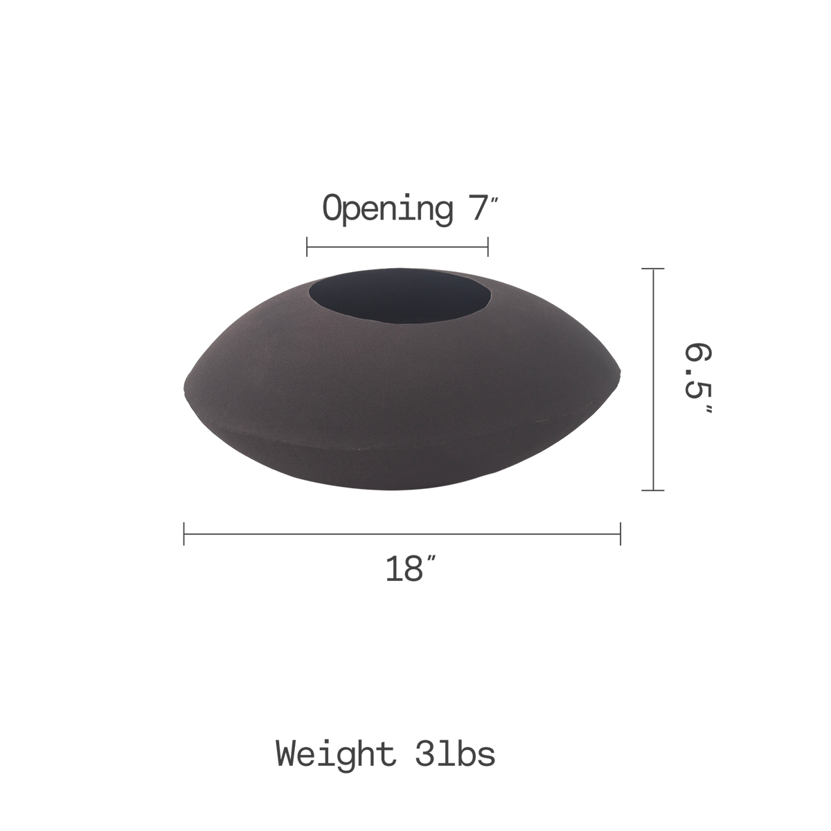 Mocha Charcoal Planter, dimension size view, Mocha Charcoal tones