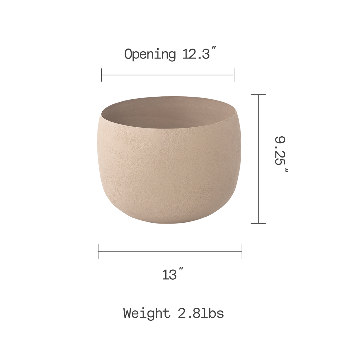 Stone Planter, dimension size view