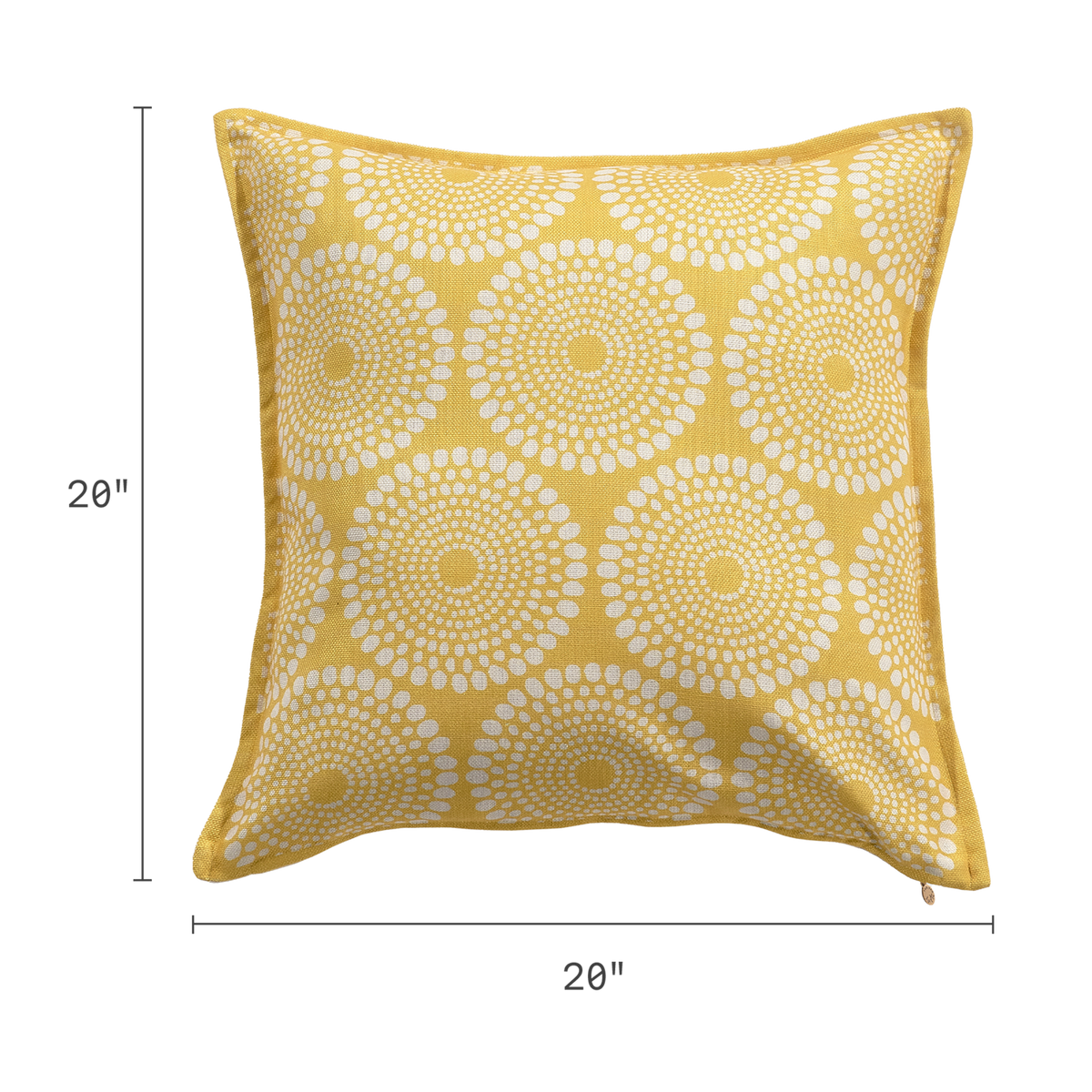 Yellow Outdoor Pillow, dimension size view