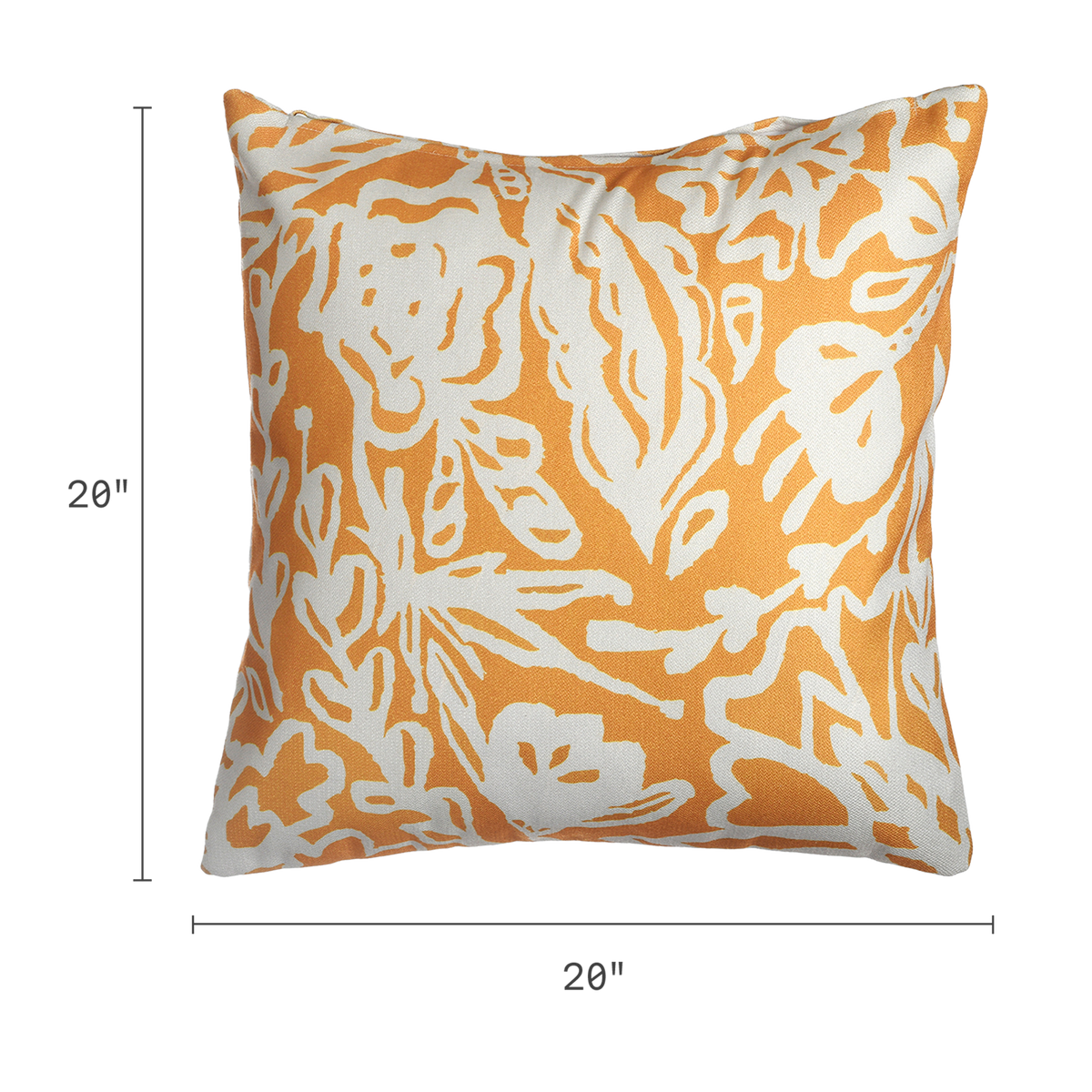 Mustard Yellow Outdoor Pillow, dimension size view