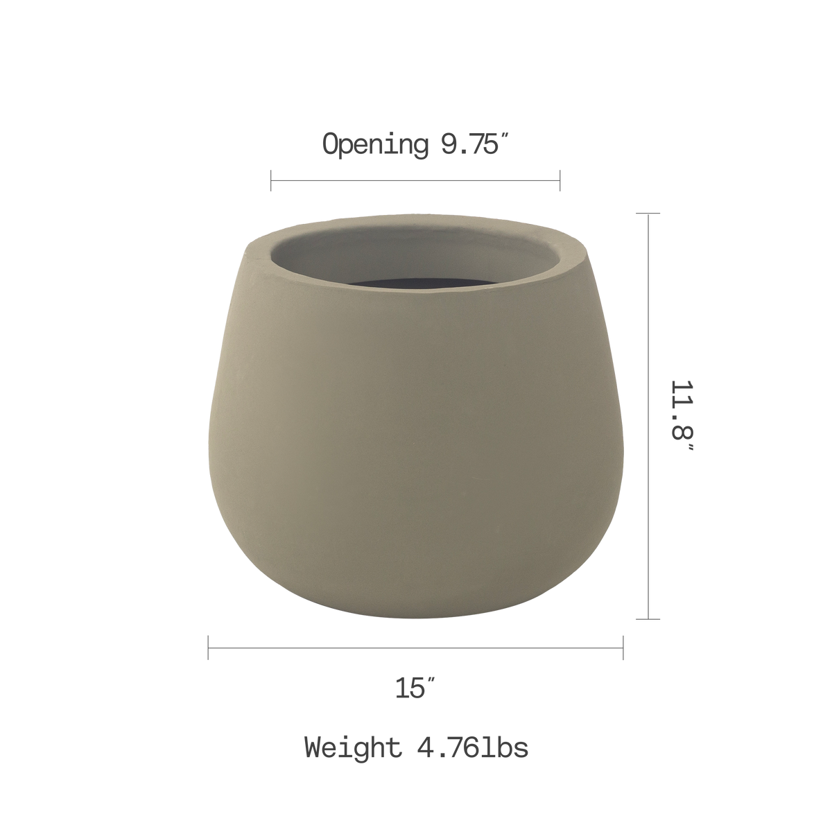 Verde Planter, dimension size view, second view