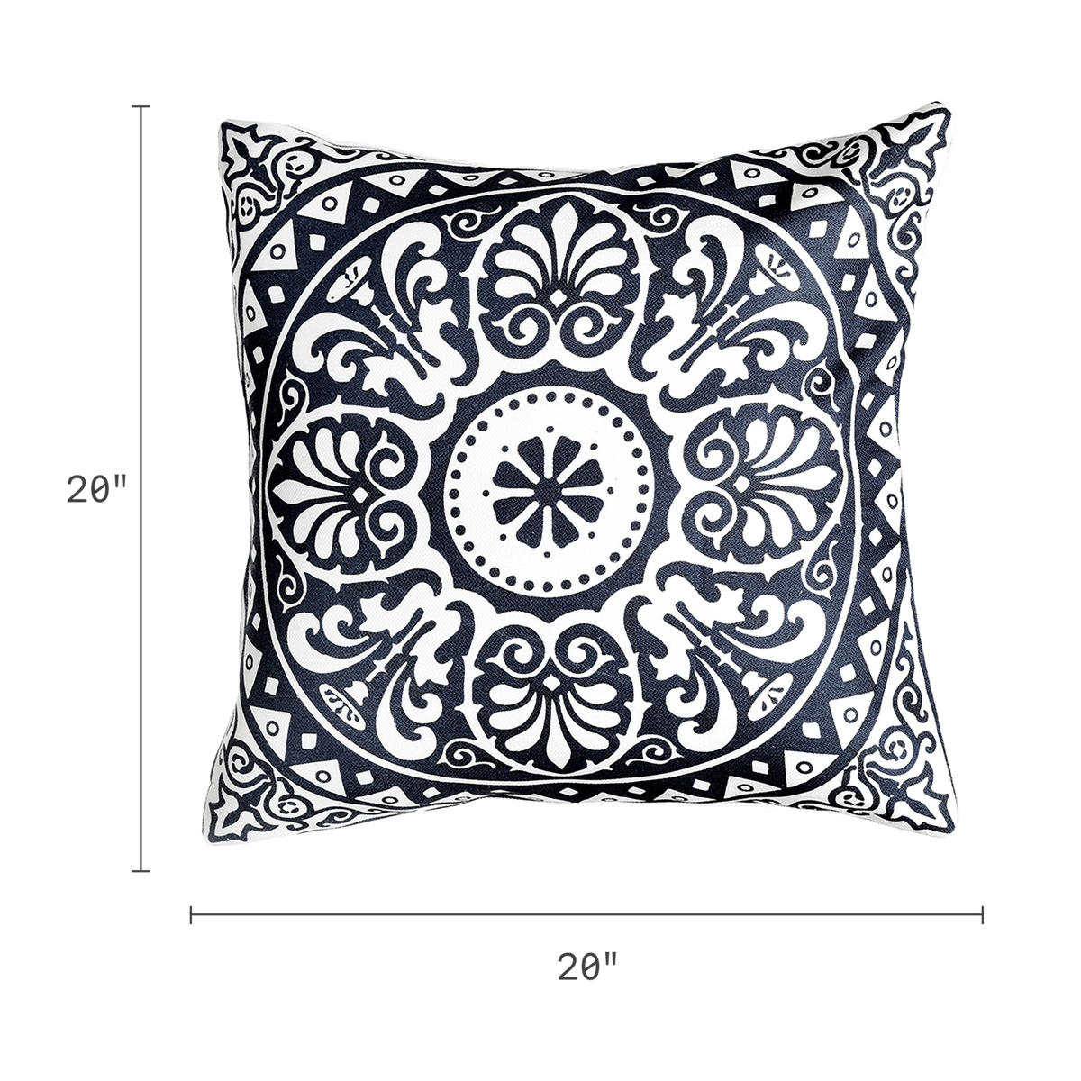Natural & Black Outdoor Pillow, dimension size view