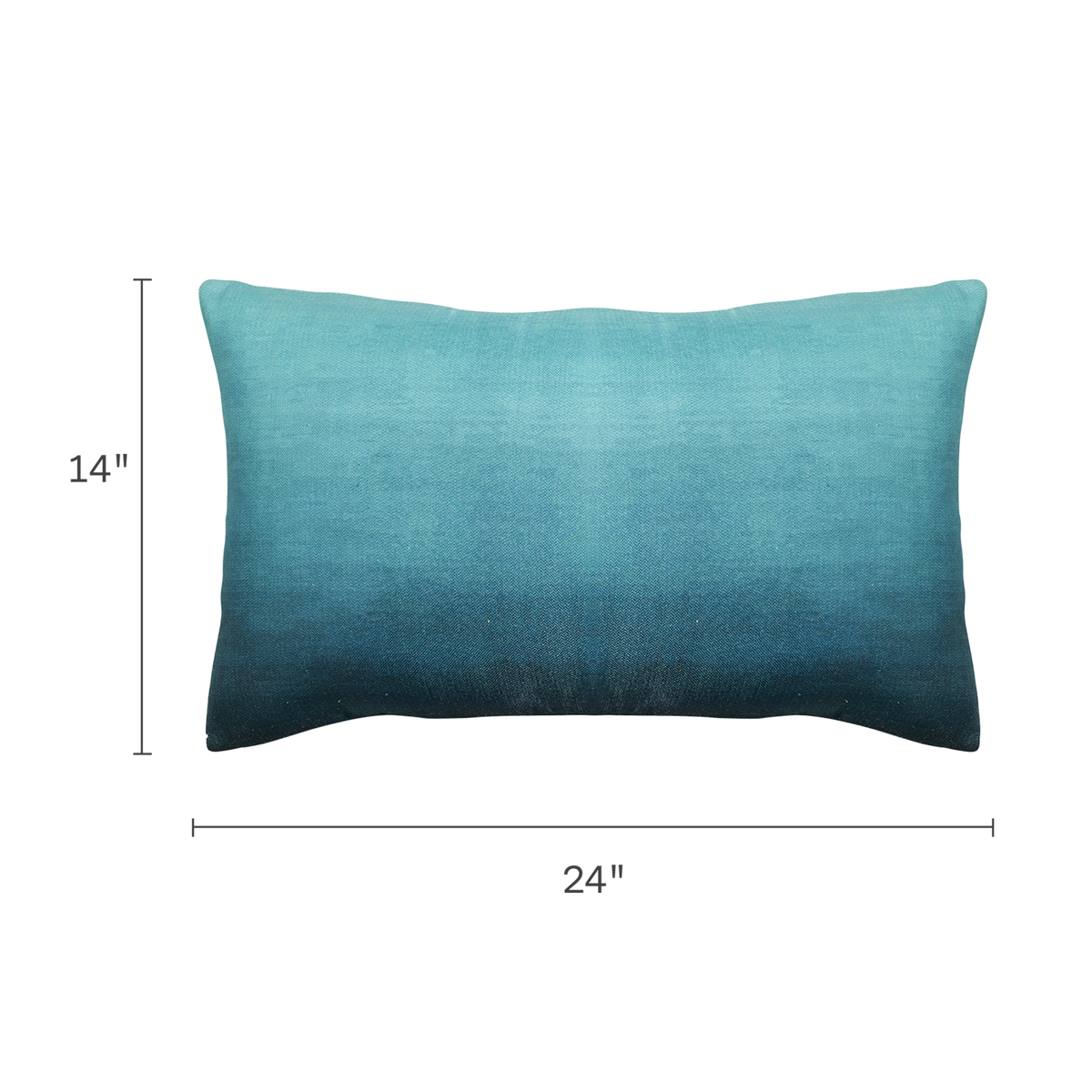Teal Outdoor Pillow, dimension size view, alternate angle