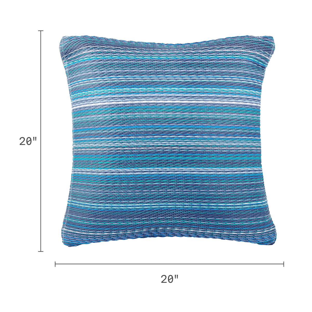 Indigo Outdoor Pillow, dimension size view, alternate angle