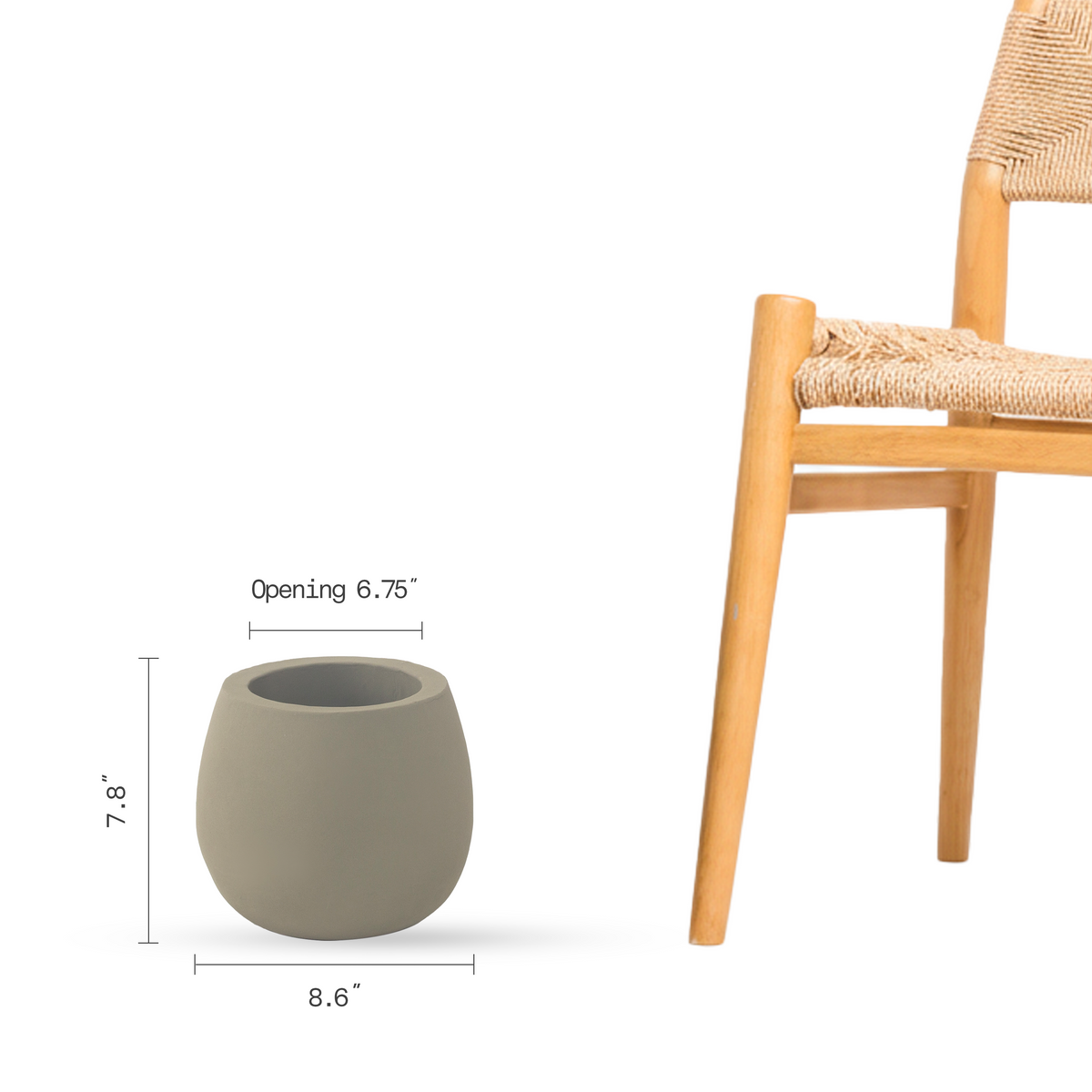 Verde Planter, dimension size view, alternate angle