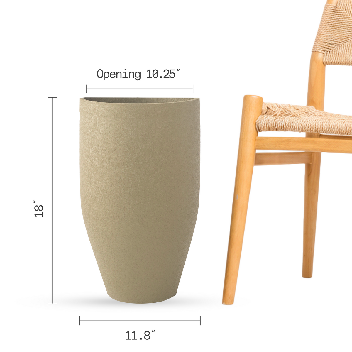 Green Planter, dimension size view, alternate angle