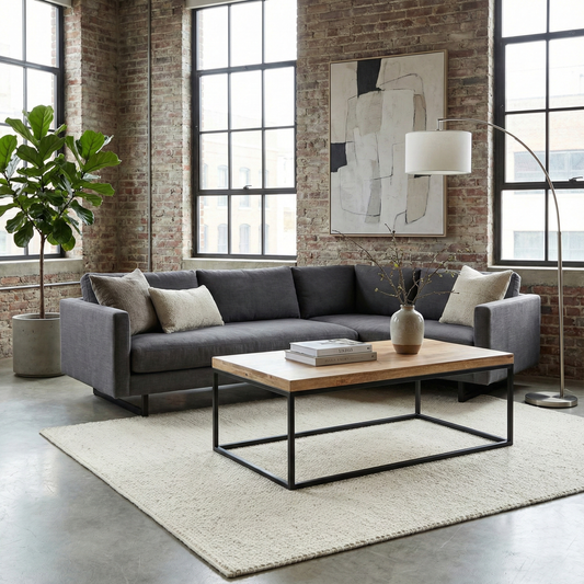 Evolve Industrial Mango Wood Coffee Table For Living Room - Natural 47"