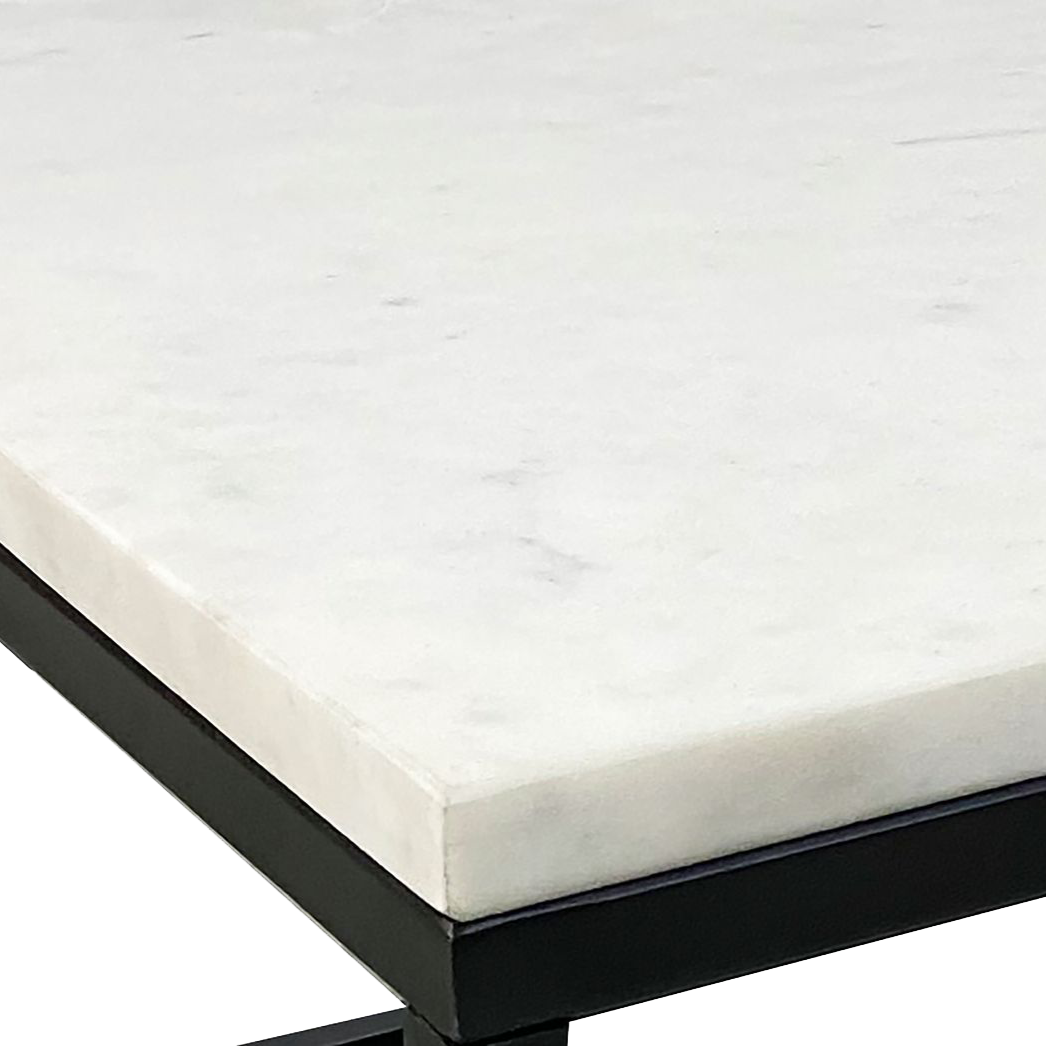 Evolve Contemporary Marble Coffee Table For Living Room - White/Black 47"