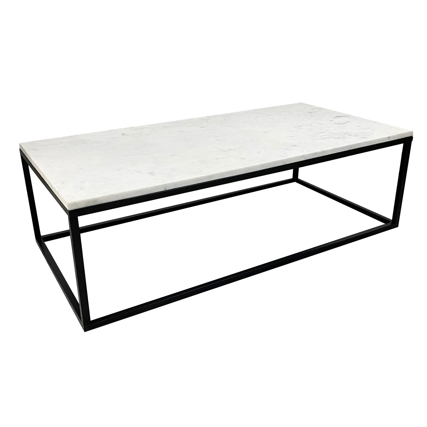 Evolve Contemporary Marble Coffee Table For Living Room - White/Black 47"