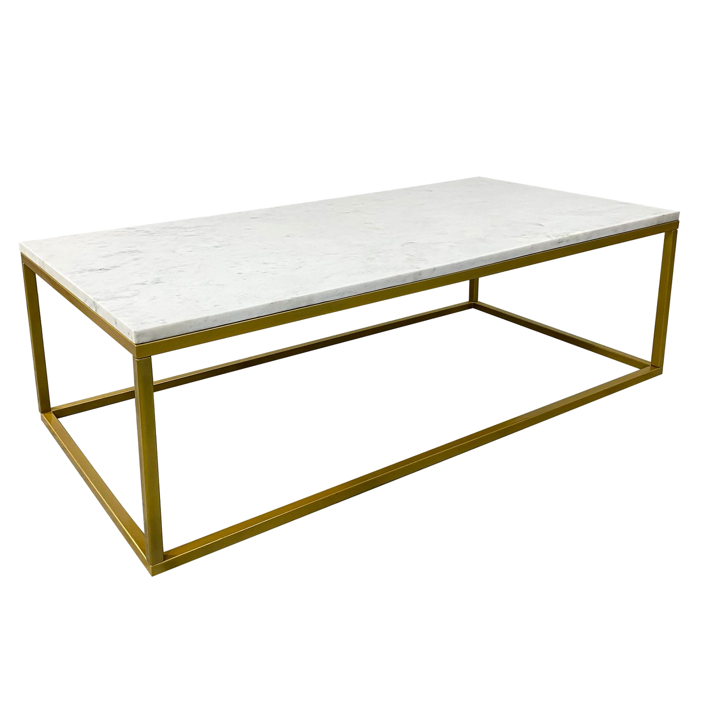 Evolve Contemporary Marble Coffee Table For Living Room - White/Gold 47"