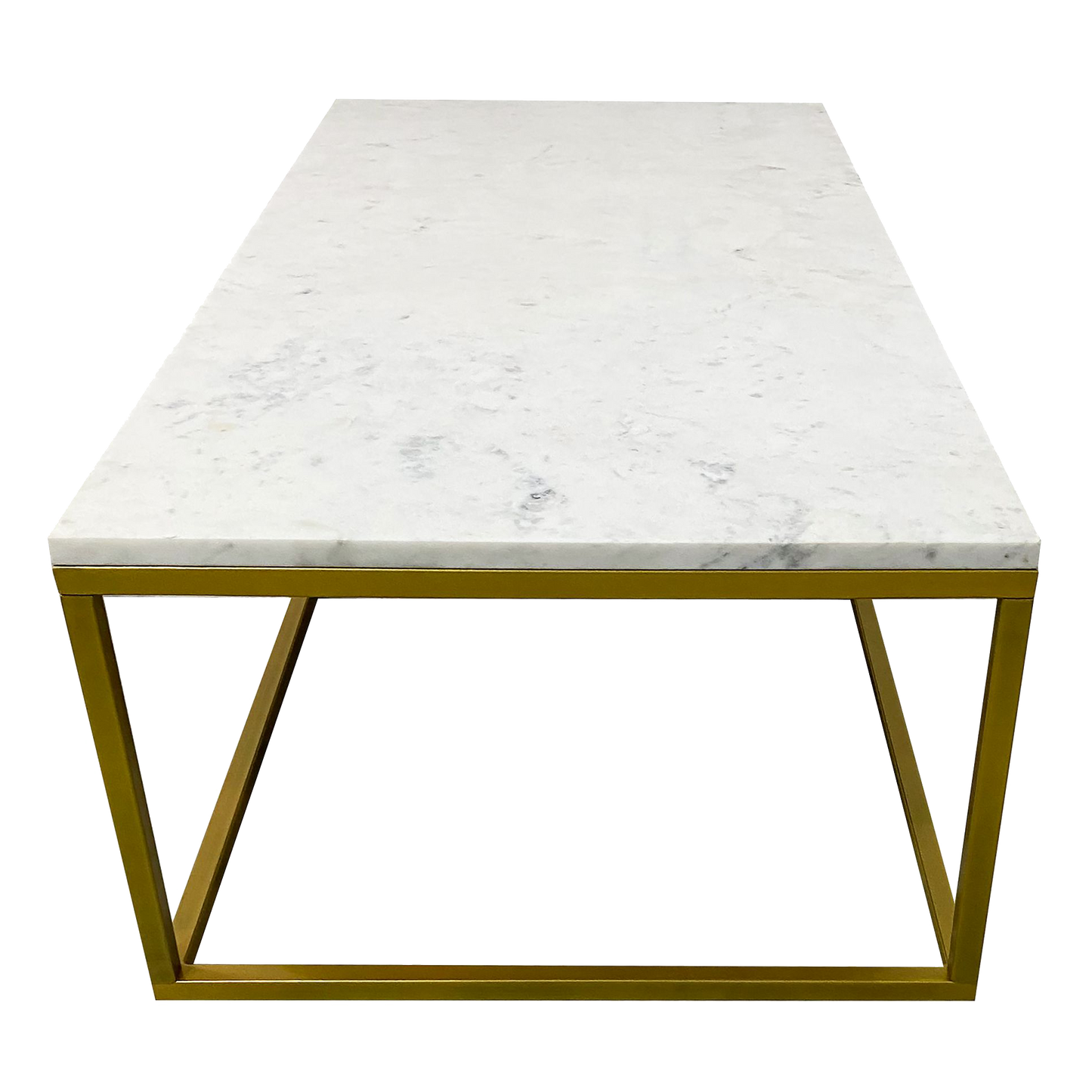 Evolve Contemporary Marble Coffee Table For Living Room - White/Gold 47"