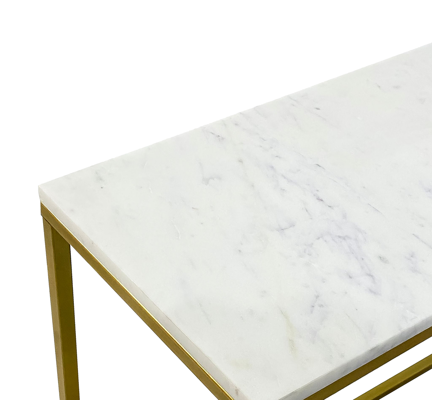 Evolve Contemporary Marble Console Table For Entryway - White/Gold 47"