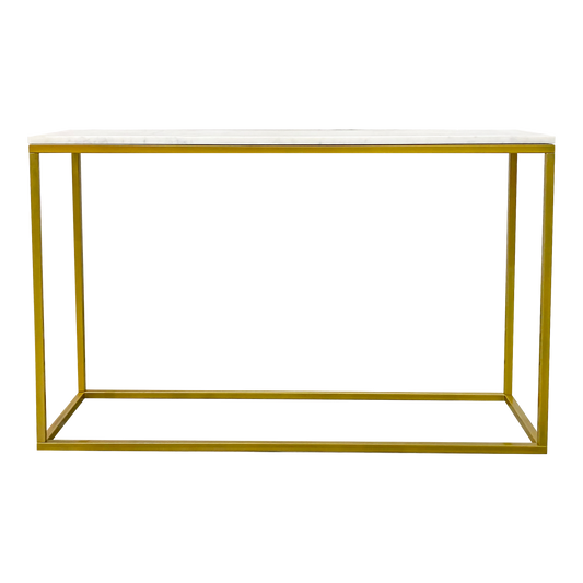 Evolve Contemporary Marble Console Table For Entryway - White/Gold 47"