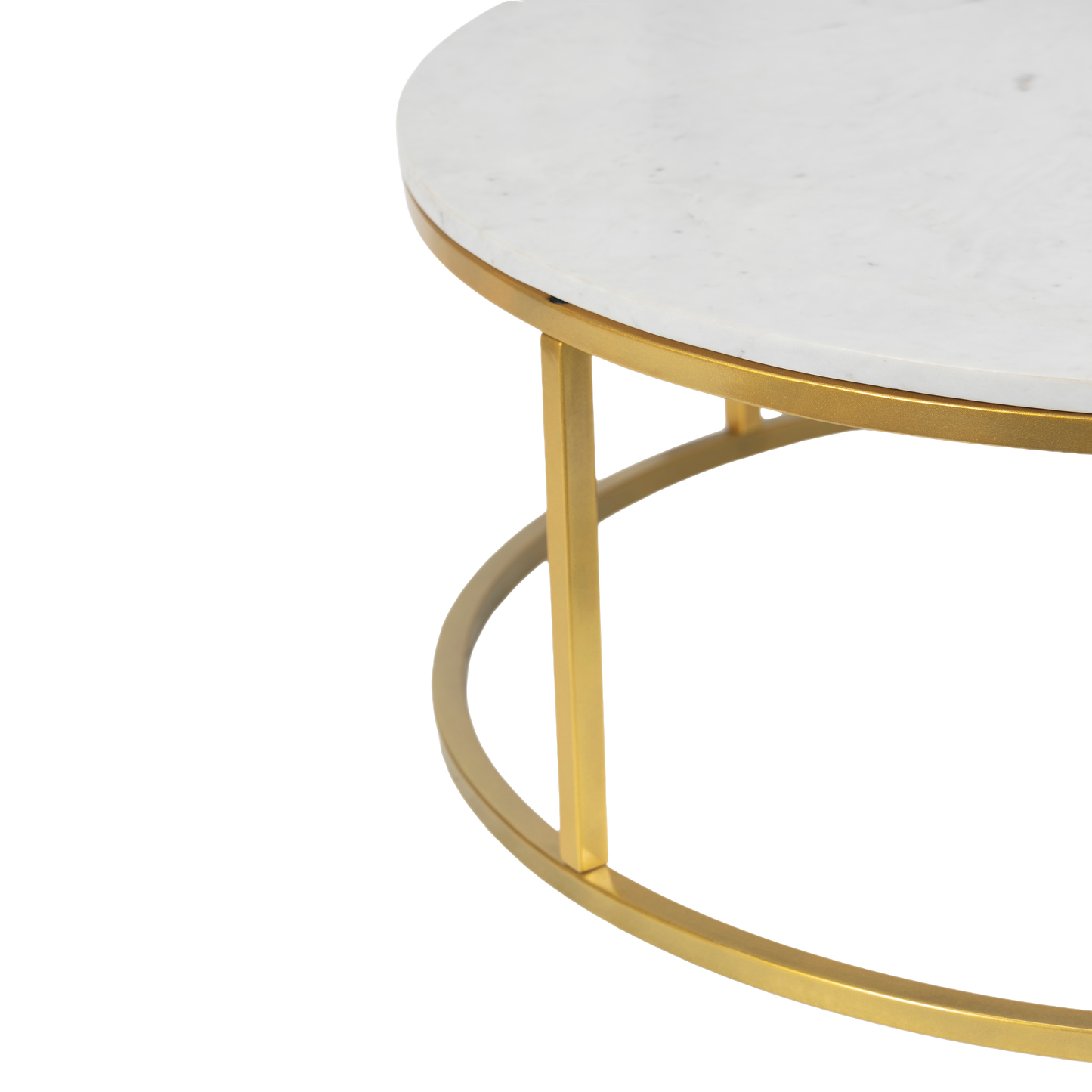 Evolve Round Marble Coffee Table For Living Room - White/Gold 36"