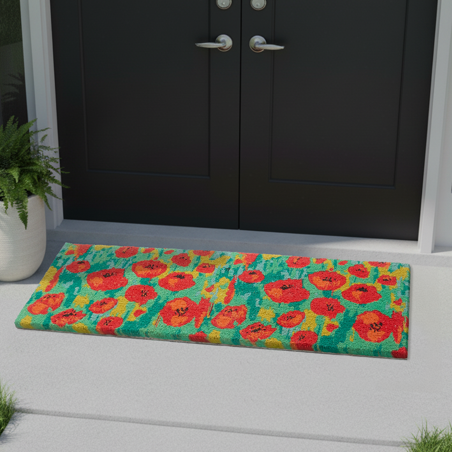 Field of Poppies - Red Multi Doormat Handwoven Durable