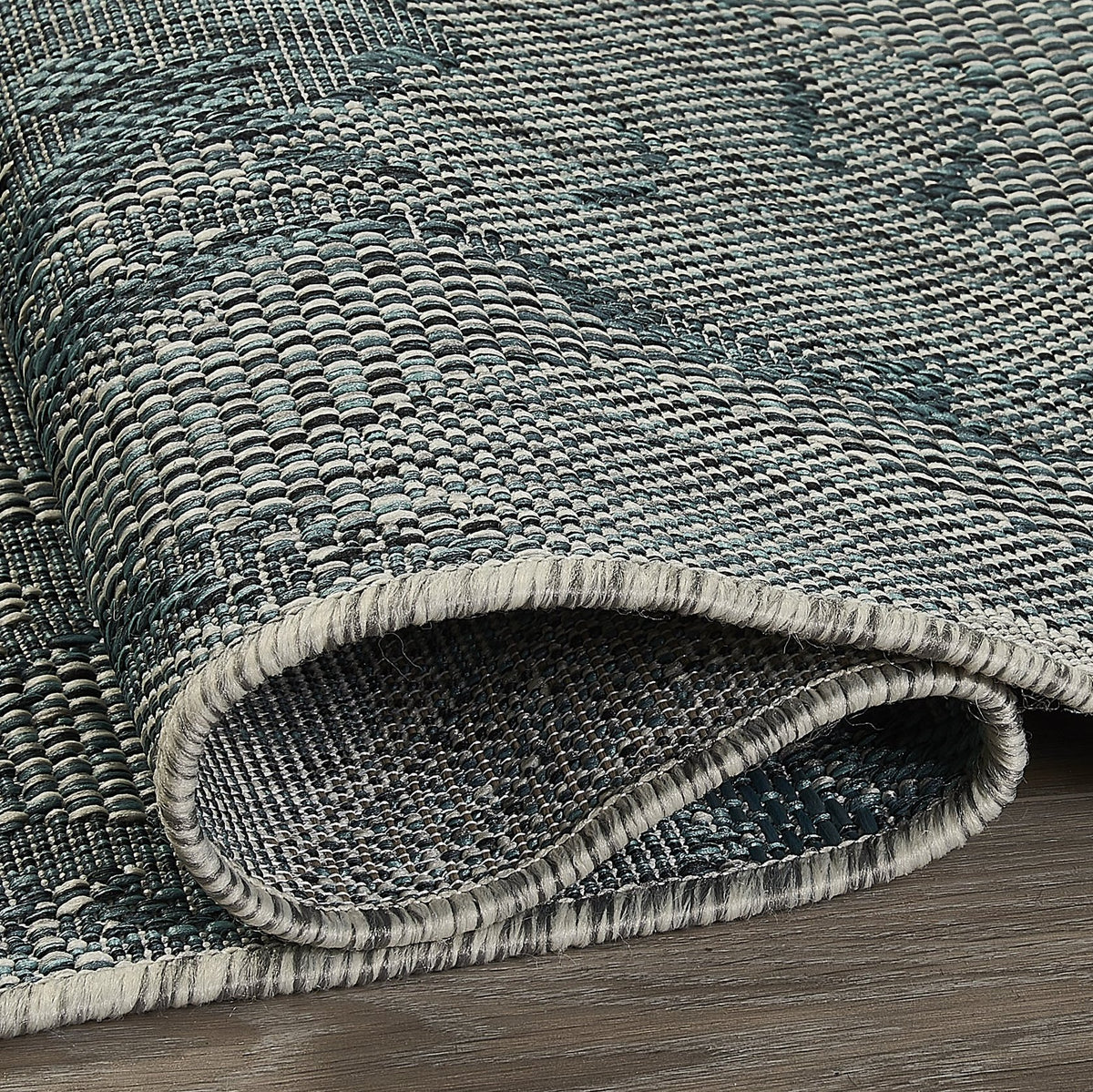 Blue Outdoor Rug, close-up of pile texture