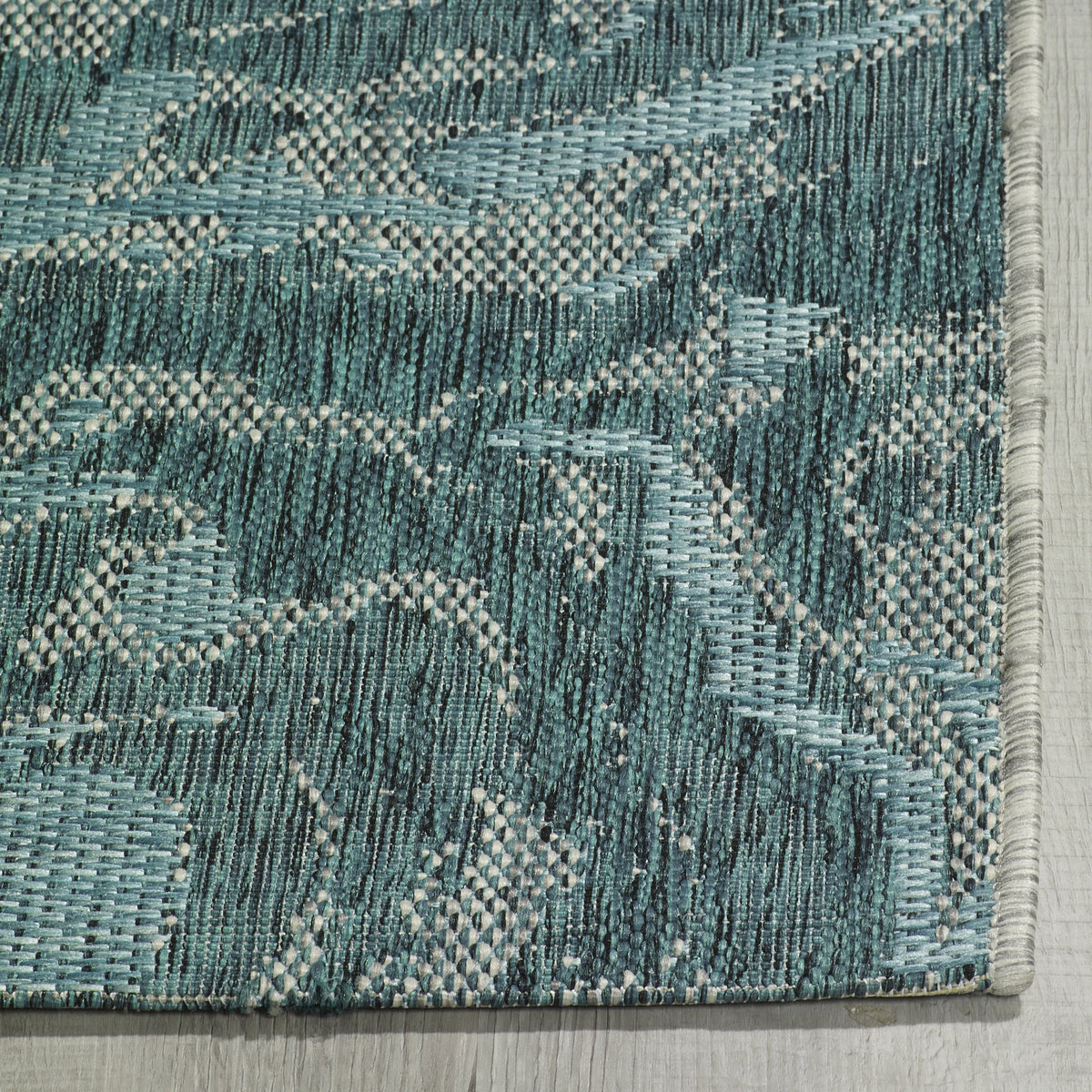 Blue Outdoor Rug, close-up of weave texture