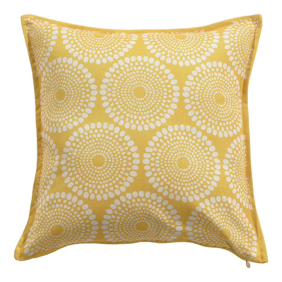 Yellow Outdoor Pillow, lifestyle patio scene with pillow, alternate angle