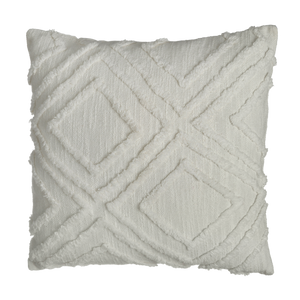 Full view of ivory tufted diamond decorative pillow