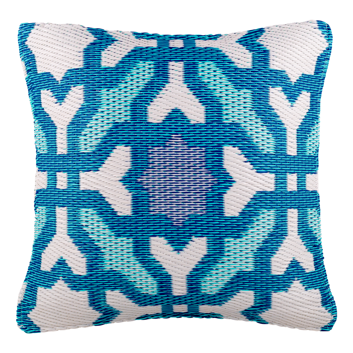 Multicolor Blue Outdoor Pillow, flat product shot, alternate angle
