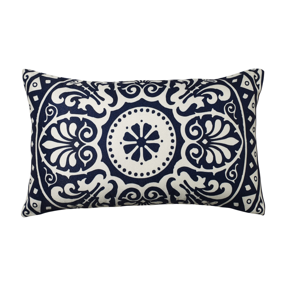 Natural & Black Outdoor Pillow, lifestyle patio scene with pillow, Natural & Black tones