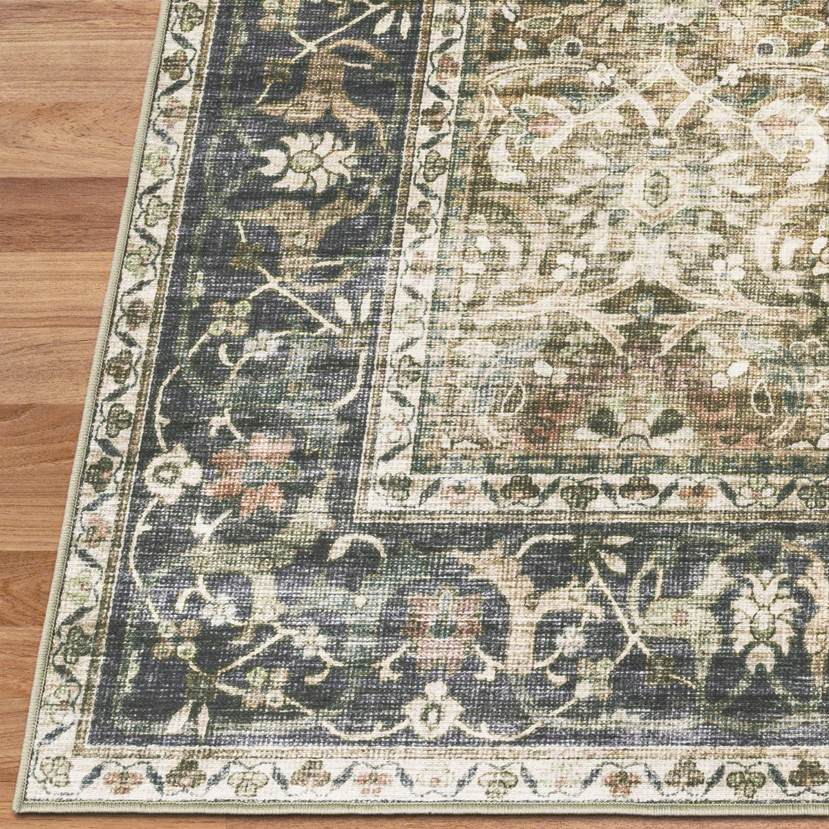 Brown Gray Beige Area Rug, folded corner detail
