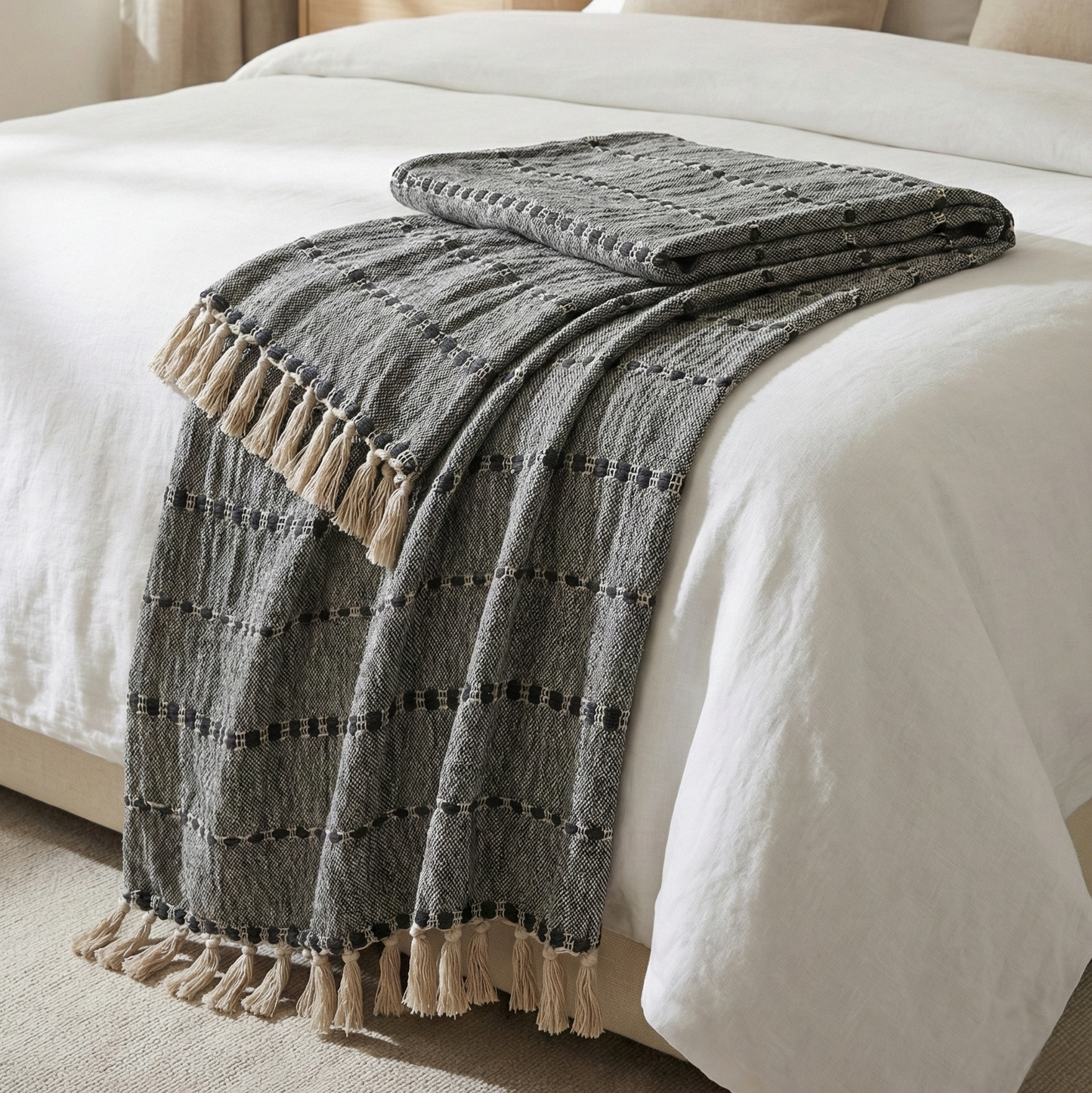 Glasgow - Navy Cotton Throw Blanket 50" x 60"