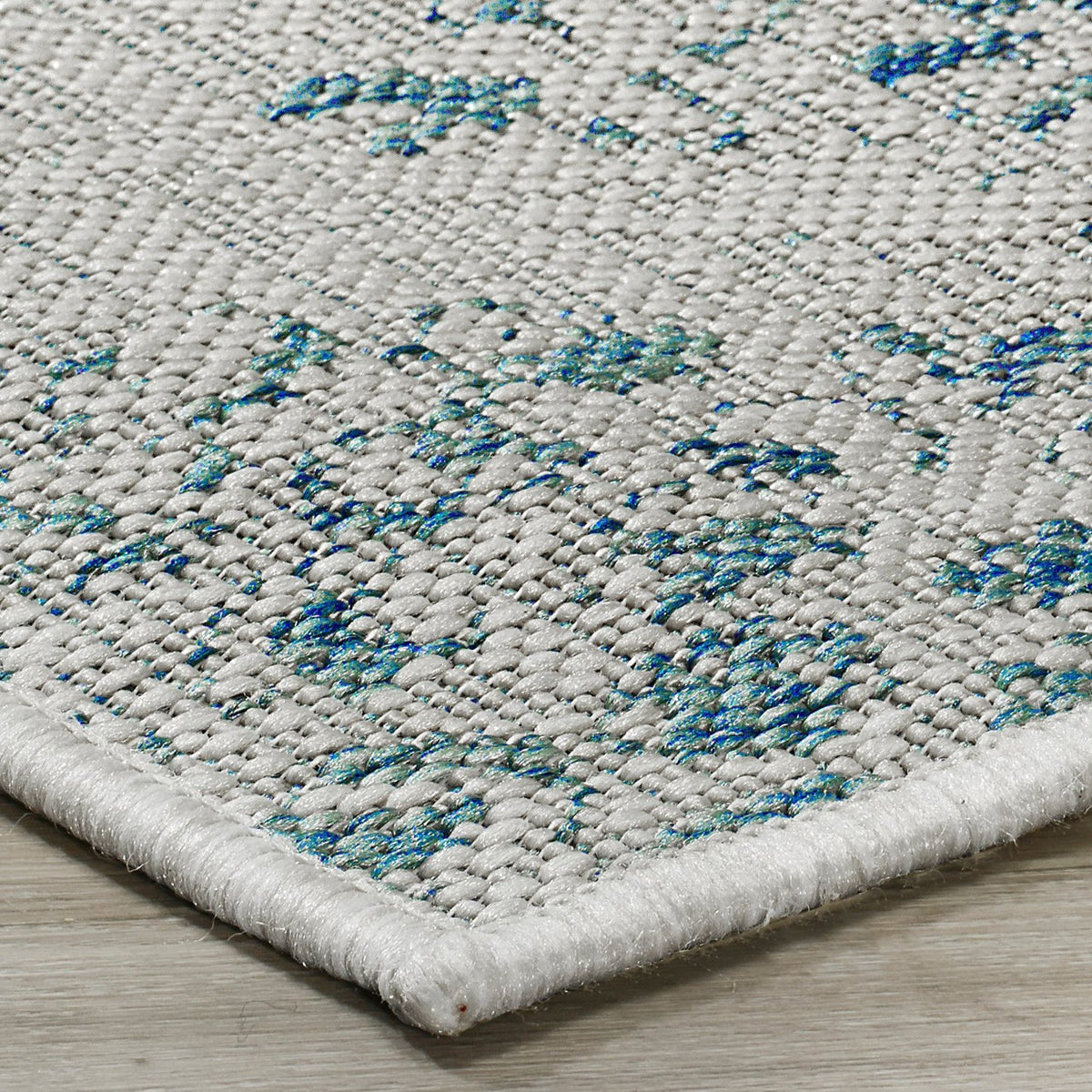 Aqua Outdoor Rug, close-up of weave texture