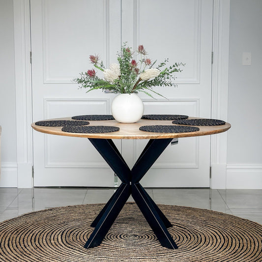 Harvest Starburst Mango Wood Dining Table For Dining Room - Natural 51"