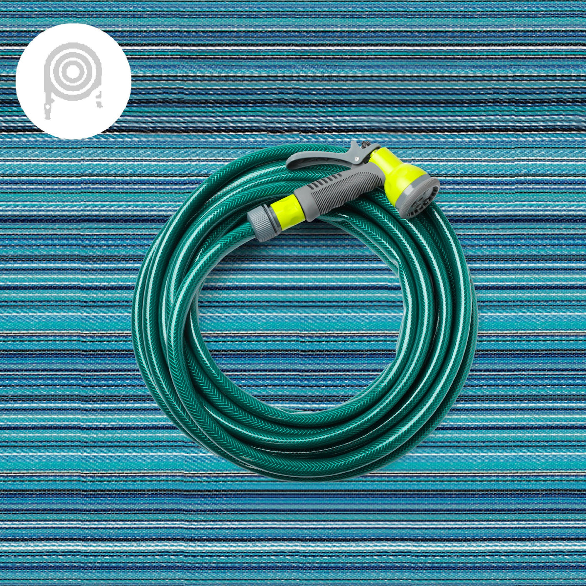 Turquoise Area Rug, hose rinse cleaning demo